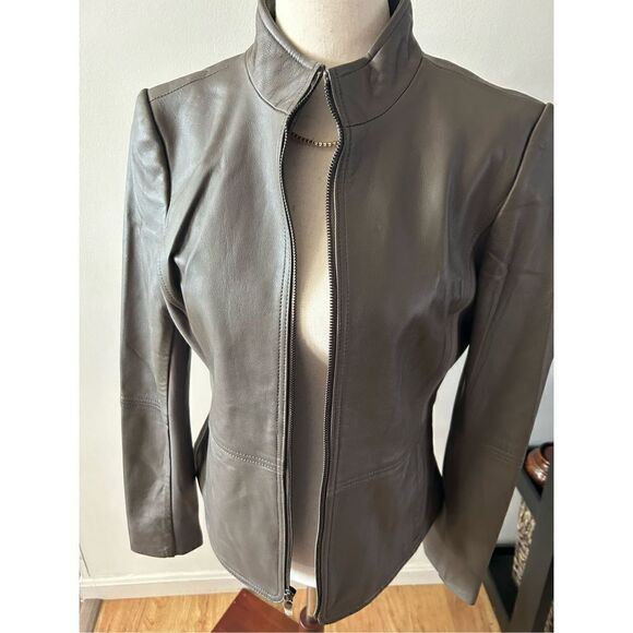 Via spiga Brown/oliver color lamb leather jacket size small - Picture 1 of 11